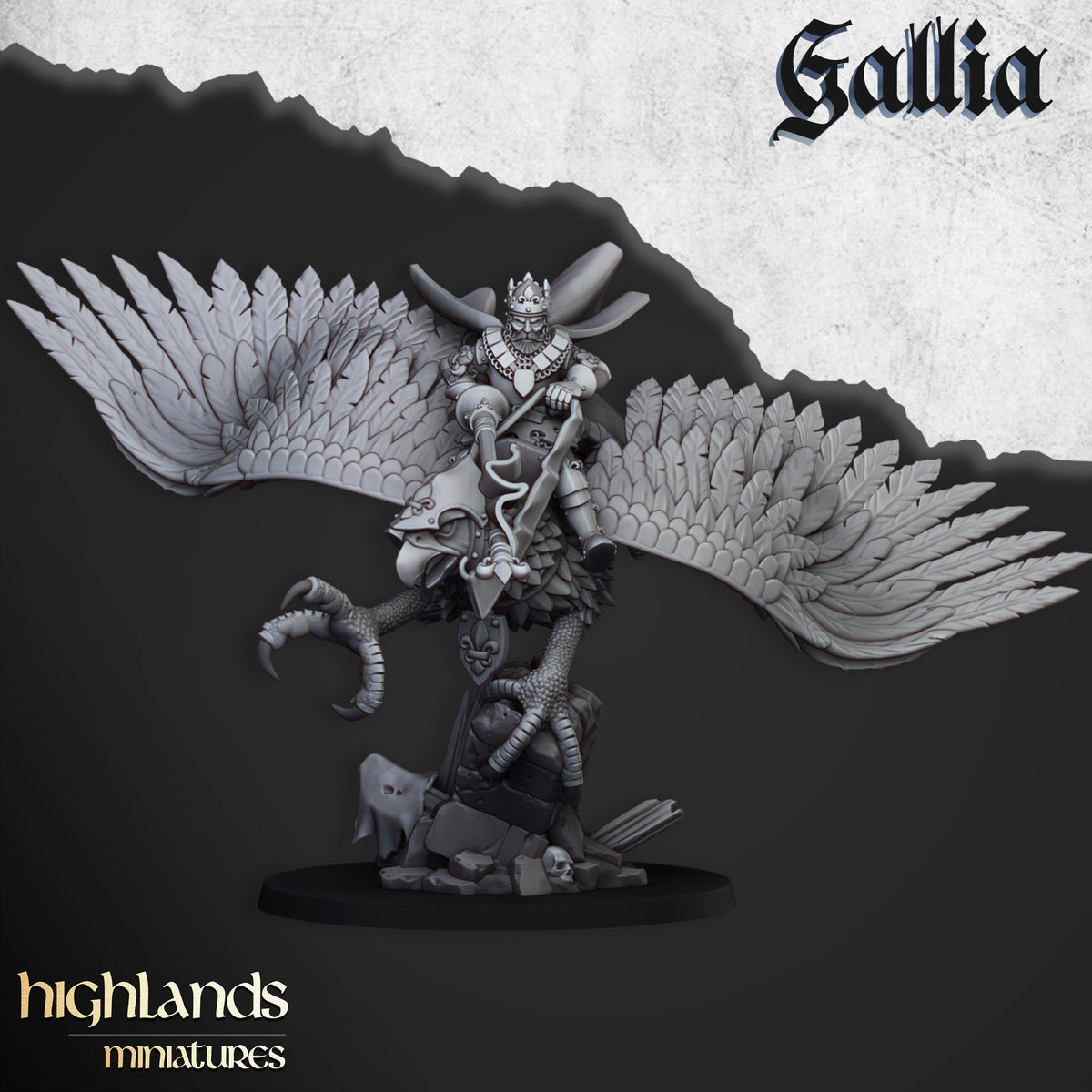 Highlands Miniatures Gallia Knight - Robert the Gallia On Hippogriff