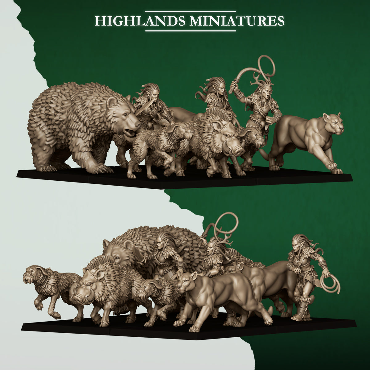 Highlands Miniatures Feral Elves - Beast Tamers