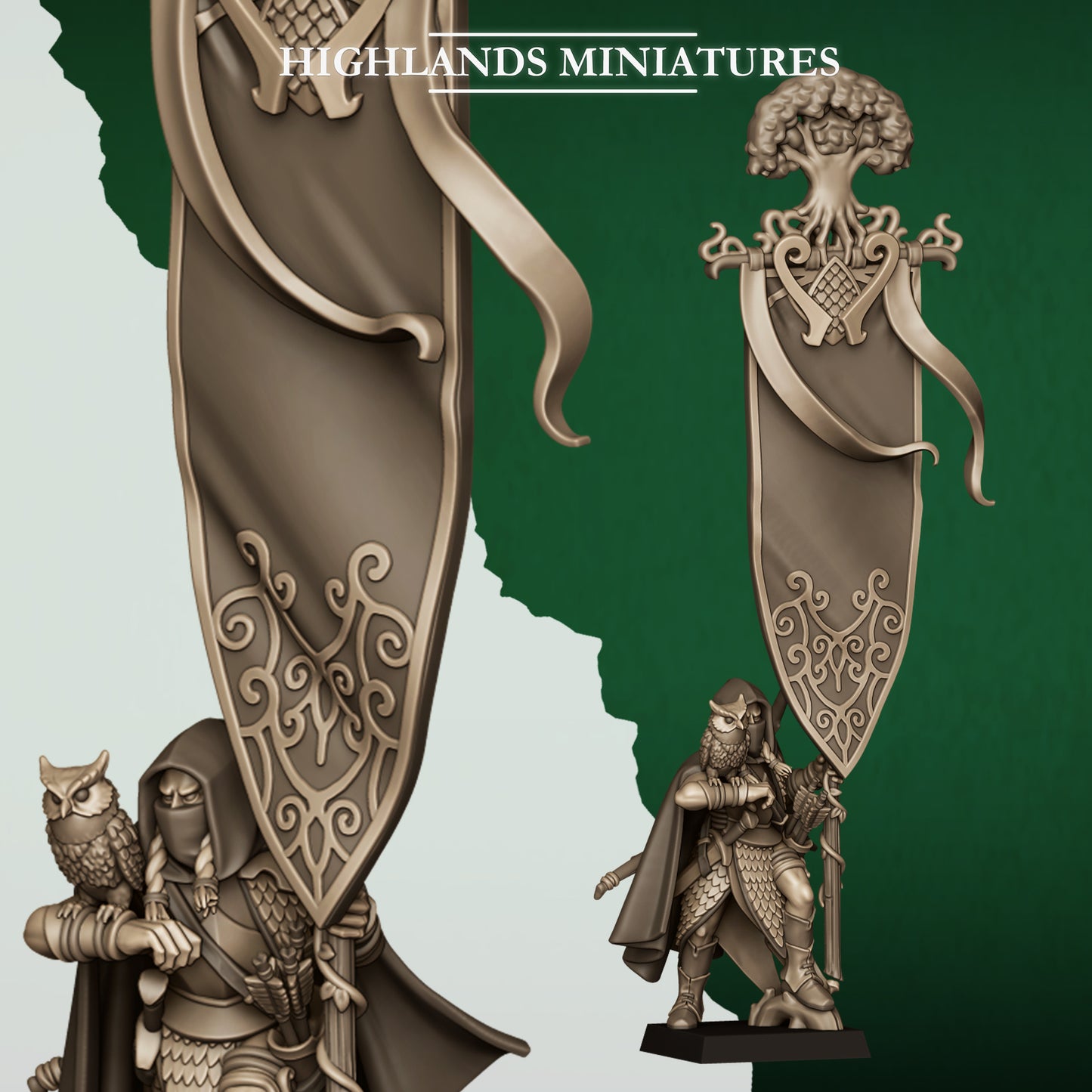 Highlands Miniatures Feral Elves - Battle Standard Bearer