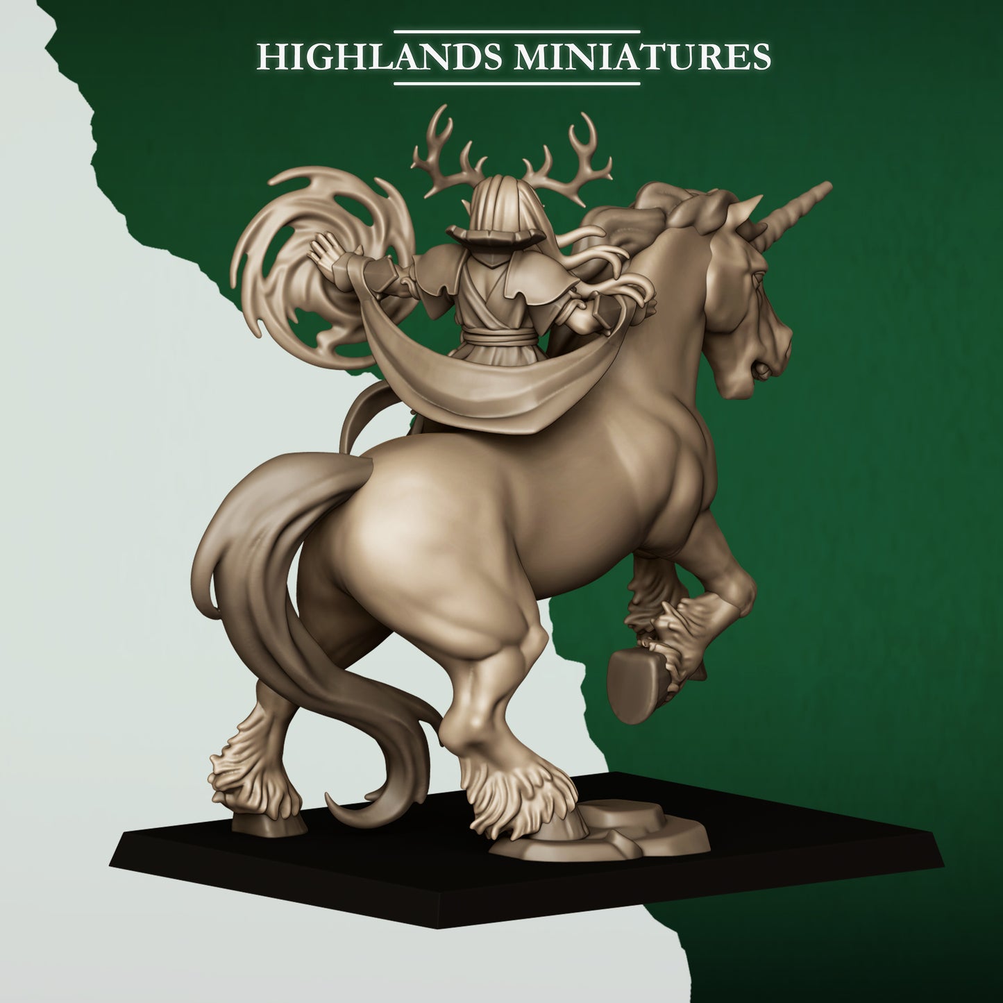 Highlands Miniatures Feral Elves - Druid on Unicorn