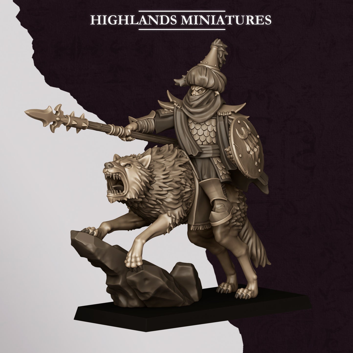 Highlands Miniatures Sons Of Marduk - Hobgoblin Hero on Wolf