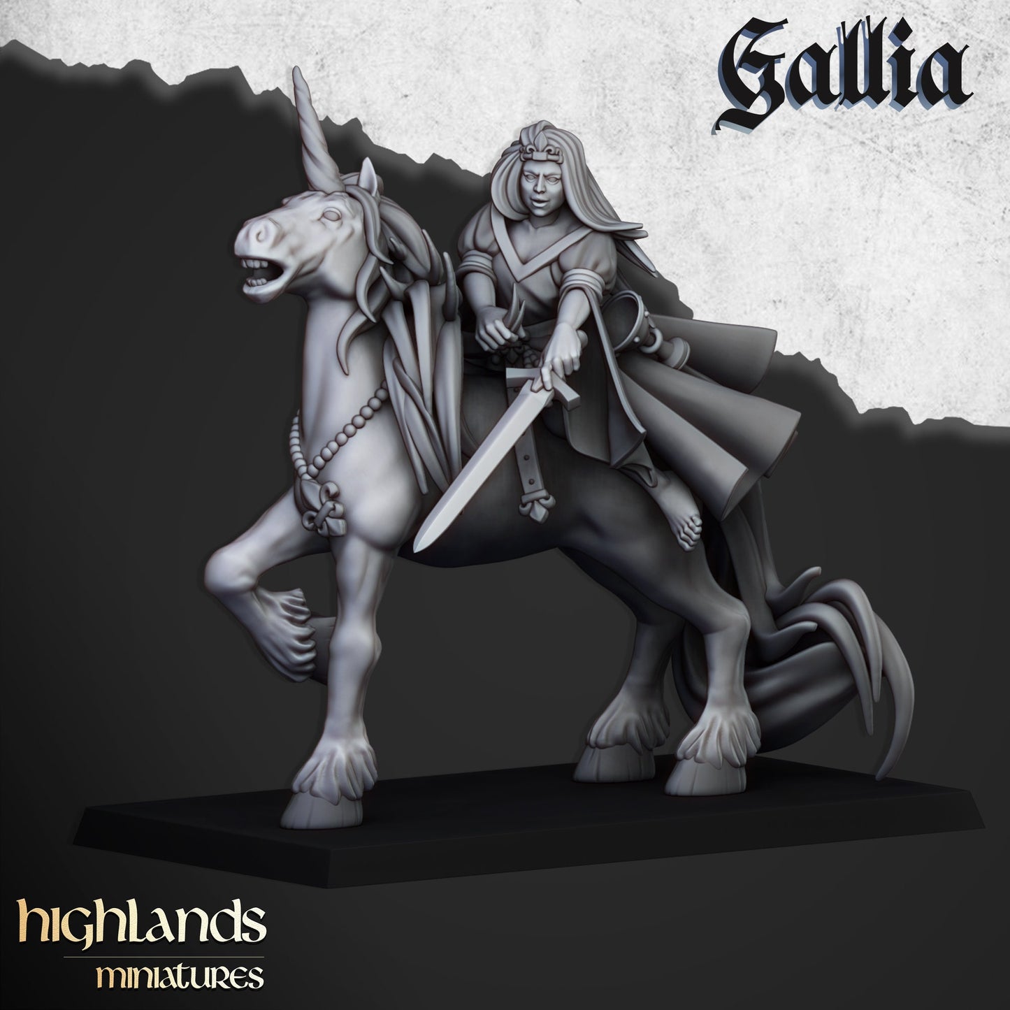 Highland Miniatures Lady of Gallia on Unicorn