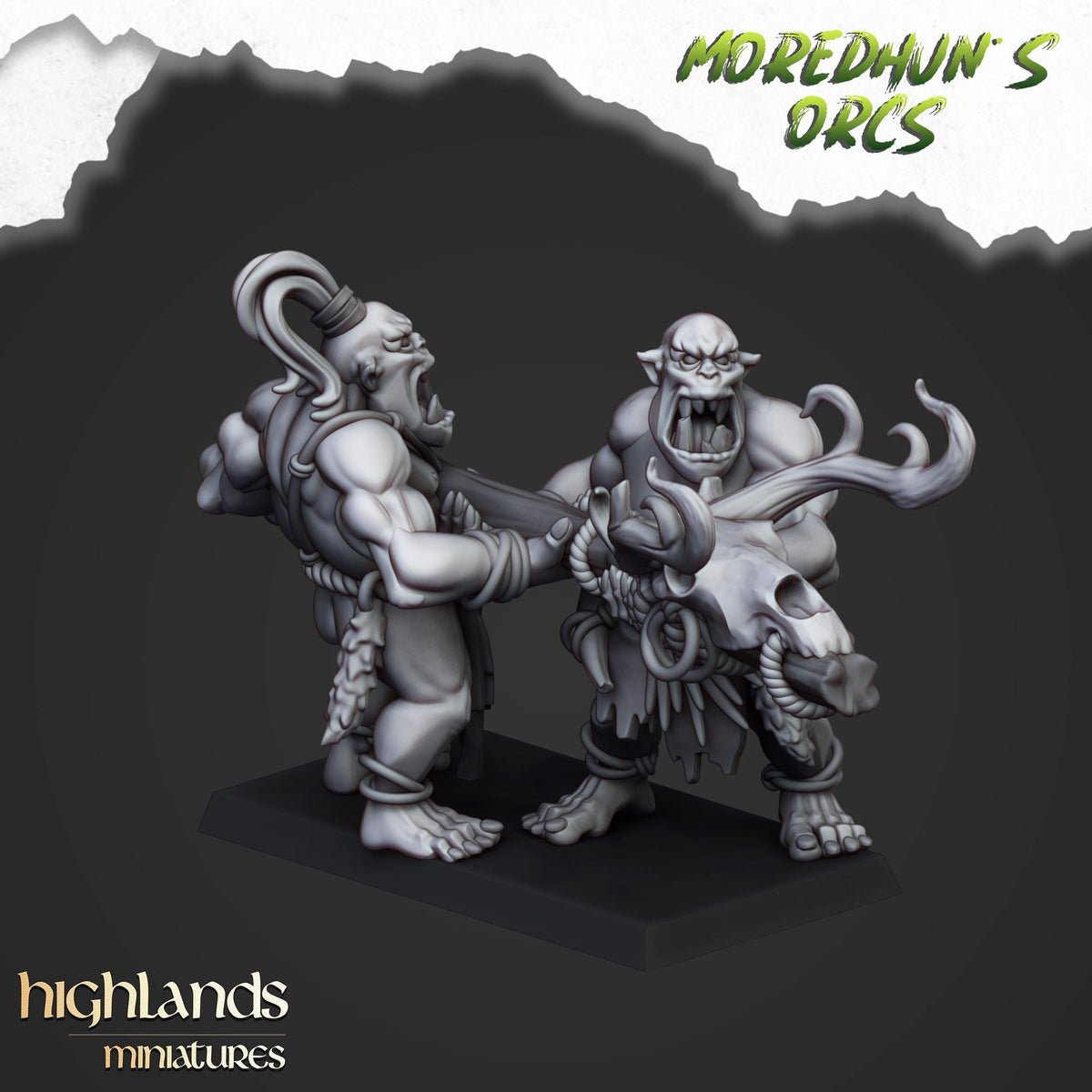 Highlands Miniatures Moredhuns Höhlen-Orks mit Speeren