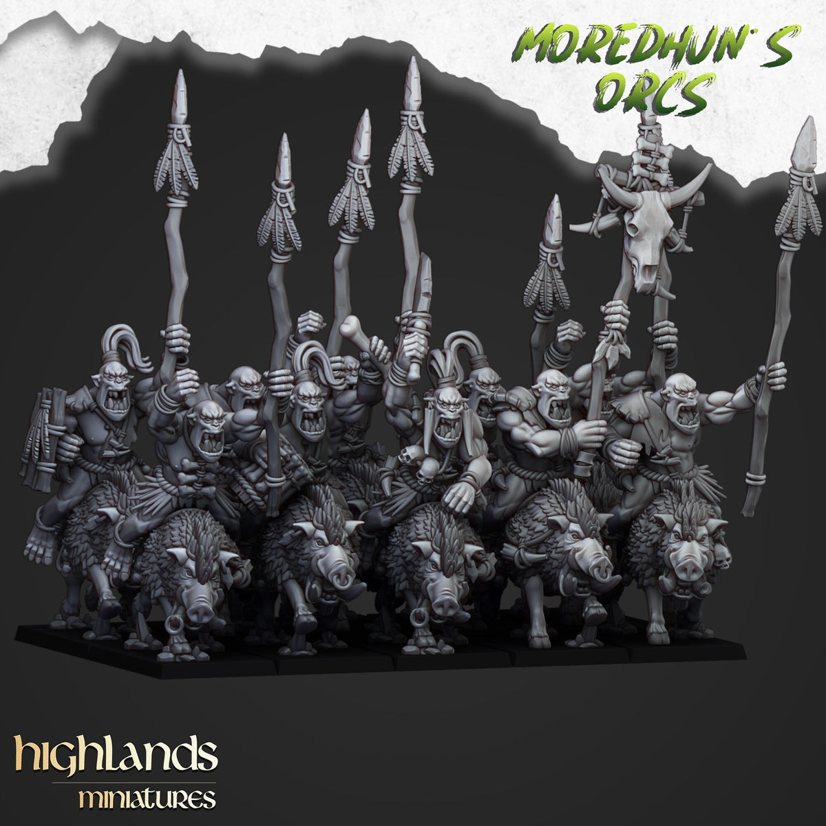 Highlands Miniatures Moredhun's Mounted Cave Orcs