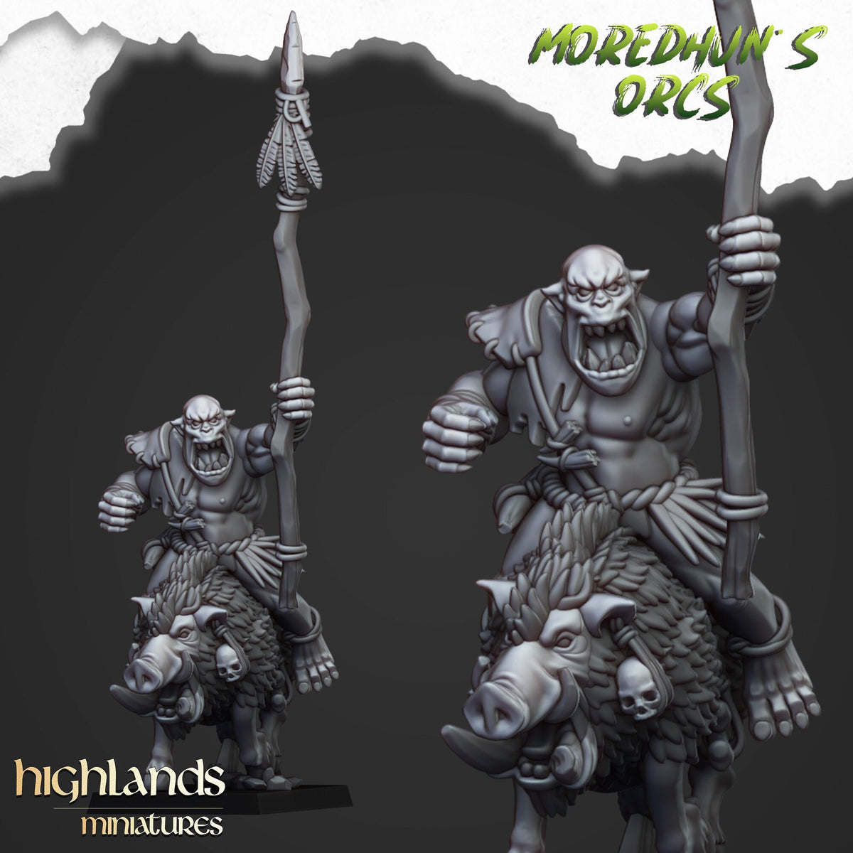 Highlands Miniatures Moredhun's Mounted Cave Orcs