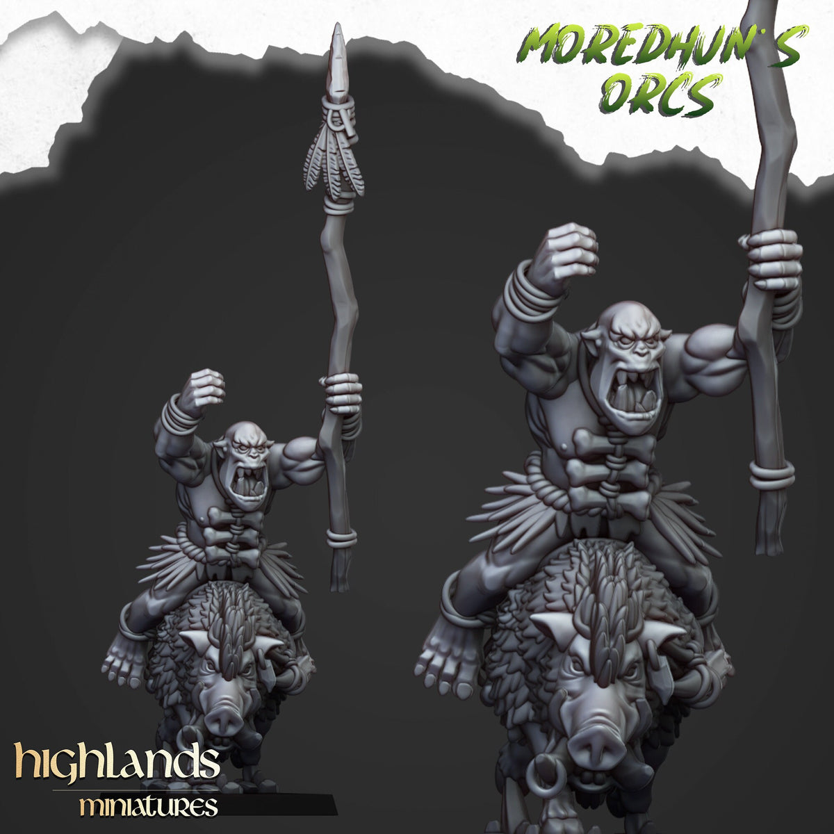 Highlands Miniatures Moredhun's Mounted Cave Orcs