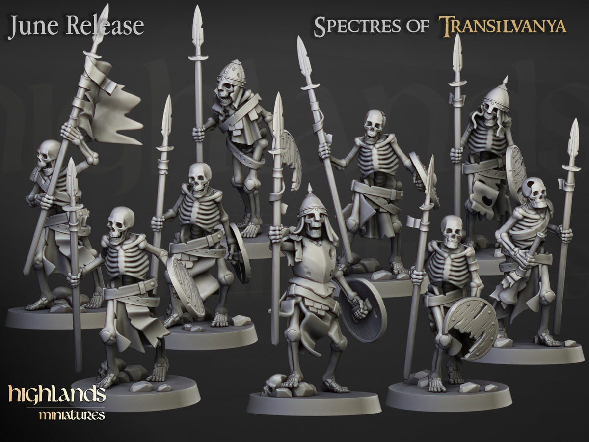 Highlands Miniatures Skelettkrieger mit Speeren