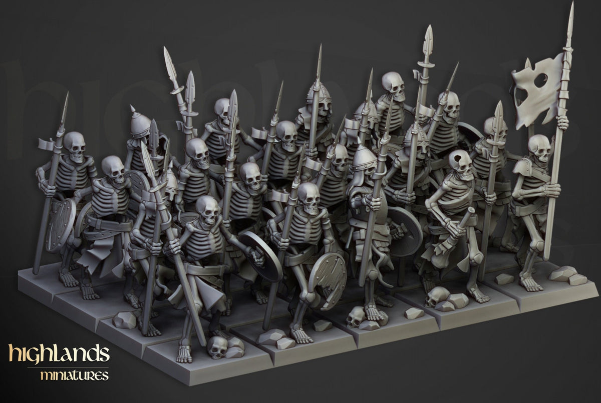 Highlands Miniatures Skelettkrieger mit Speeren