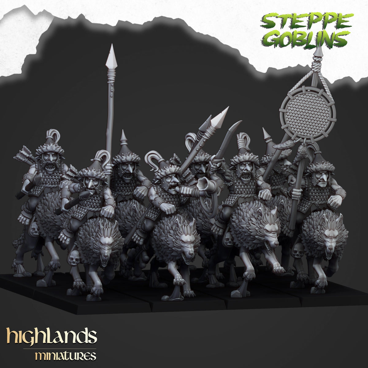 Highlands Miniatures Mounted Steppe Goblins With Spears