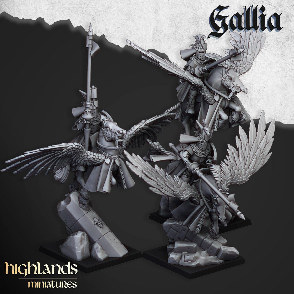 Highlands Miniatures Gallia - Knights on Pegasus