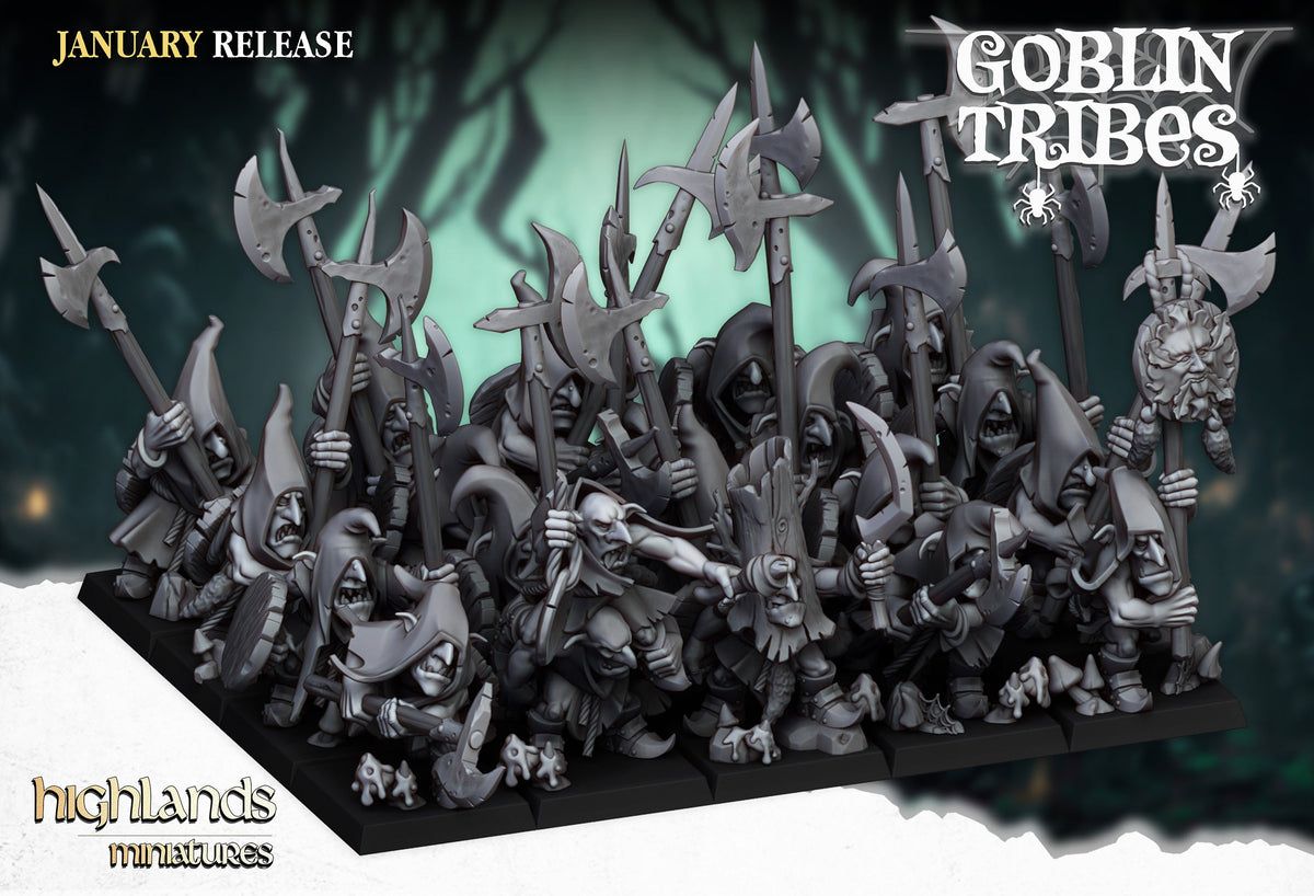 Highlands Miniatures Sumpfgoblins mit Piken