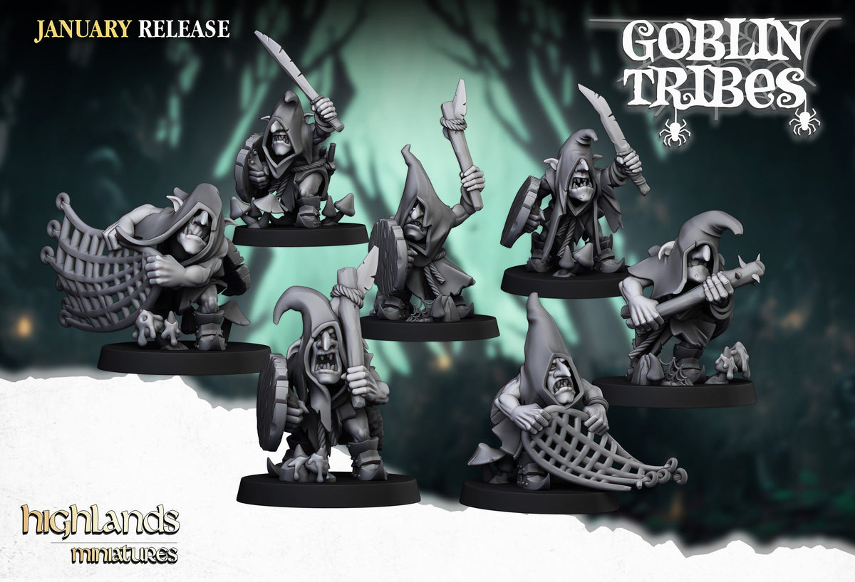 Highlands Miniatures Sumpfgoblins mit Handwaffen