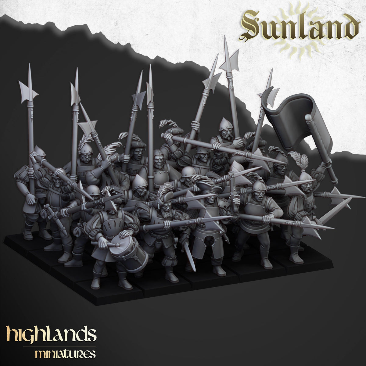 Highlands Miniatures Sunland Troops with Halberds/Spears