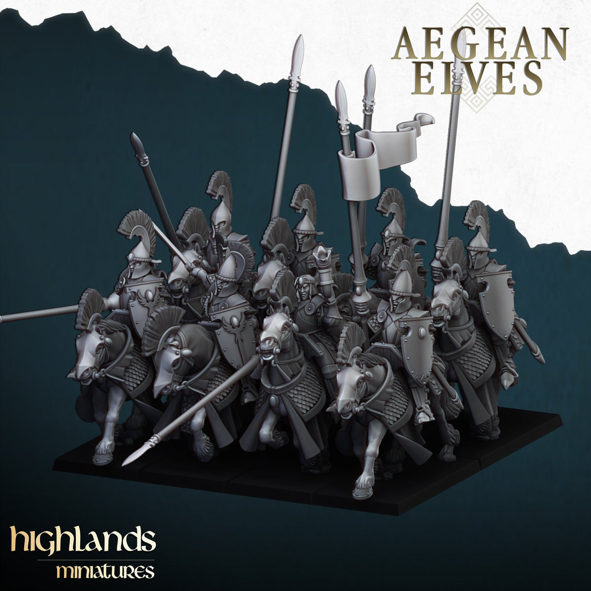 Highlands Miniatures Ägäische Elfen Berittene Lanzen