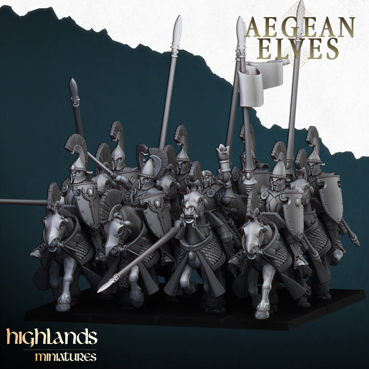 Highlands Miniatures Ägäische Elfen Berittene Lanzen