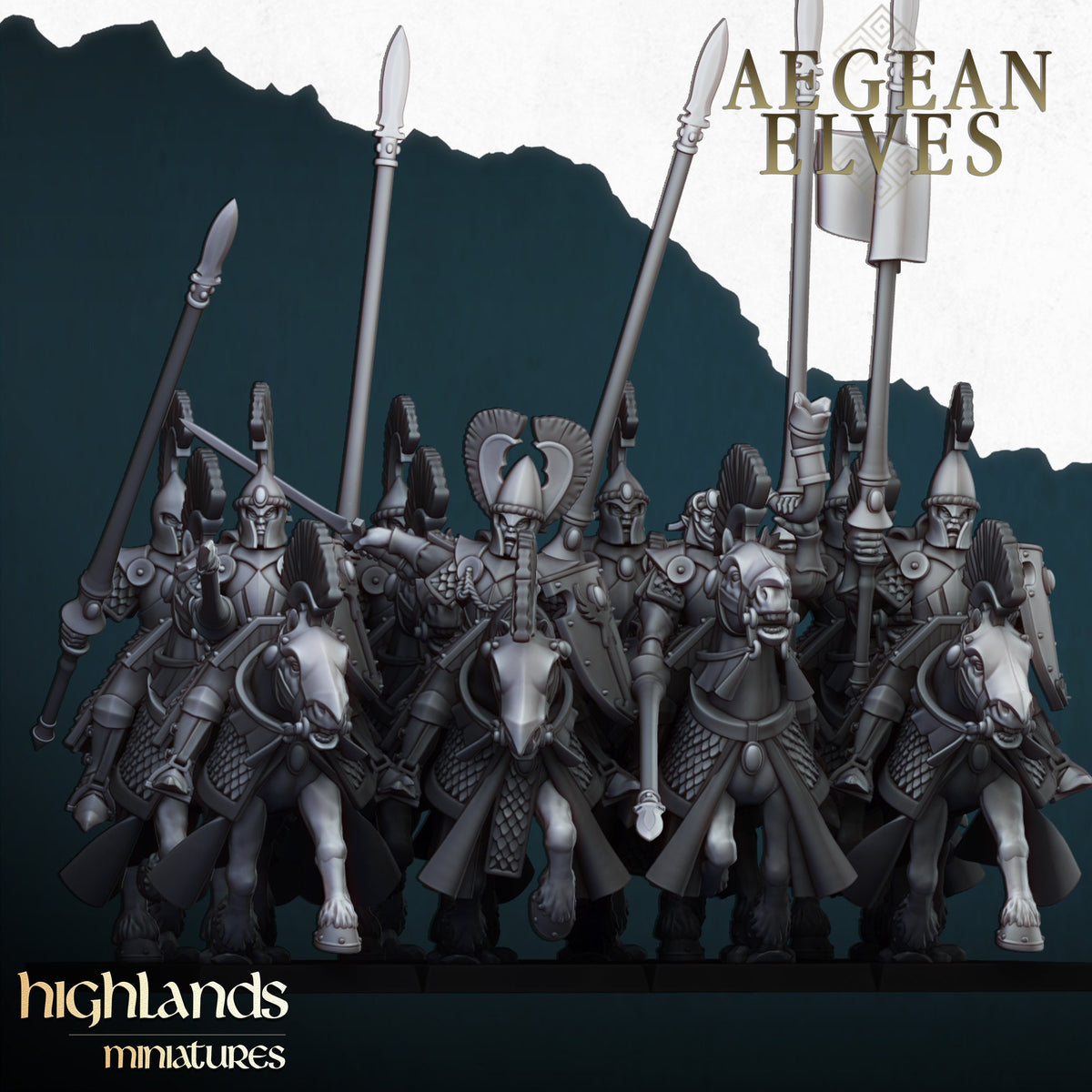 Highlands Miniatures Ägäische Elfen Berittene Lanzen