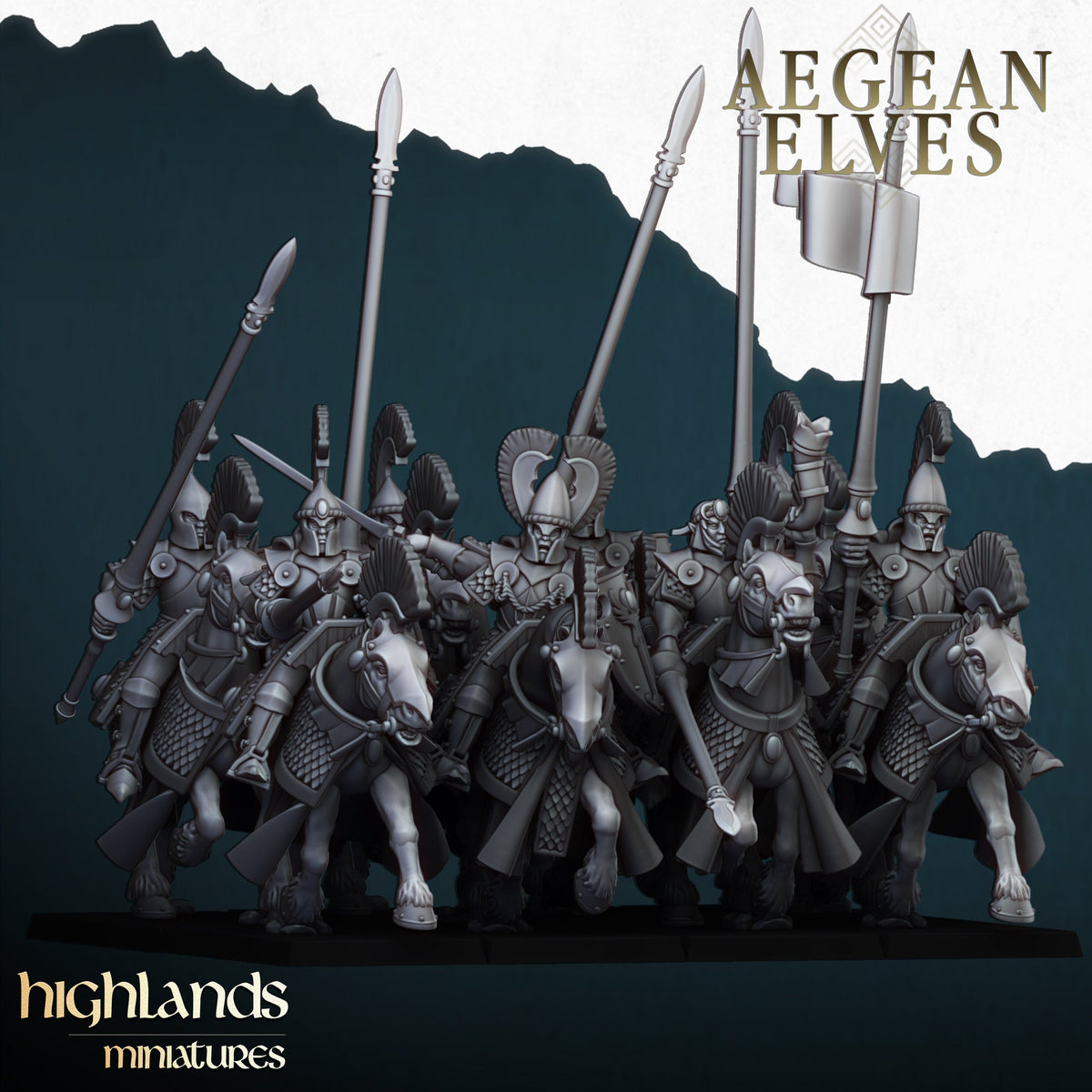 Highlands Miniatures Ägäische Elfen Berittene Lanzen