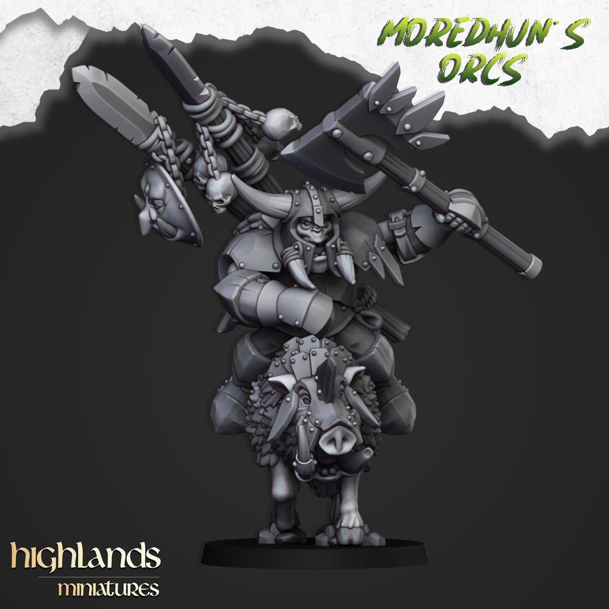 Highlands Miniatures Moredhun's Mounted Orc Chief