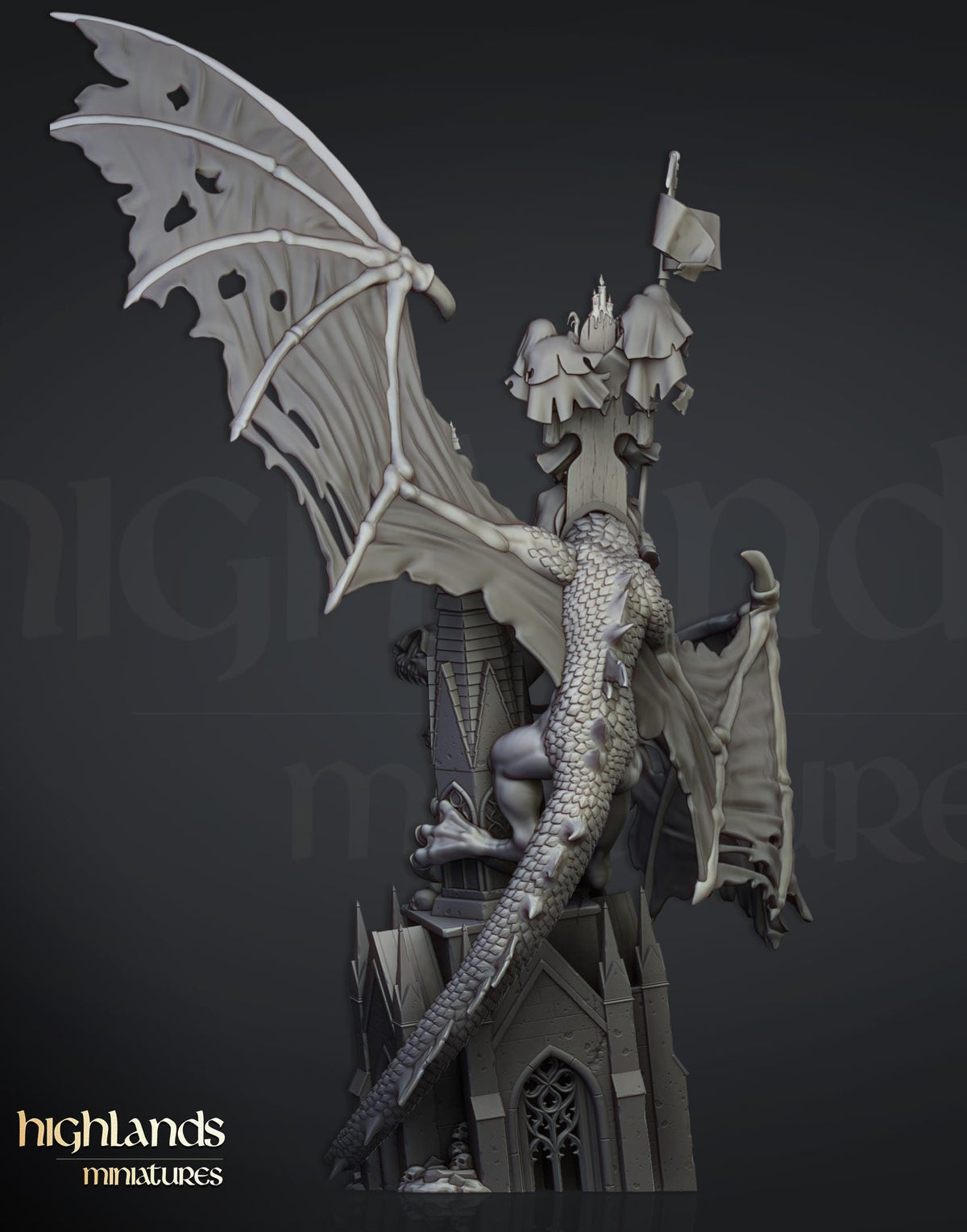 Highlands Miniatures Transilvanya - Ezechiel, Herrscher der Nekromanten auf Fliegendem Monster