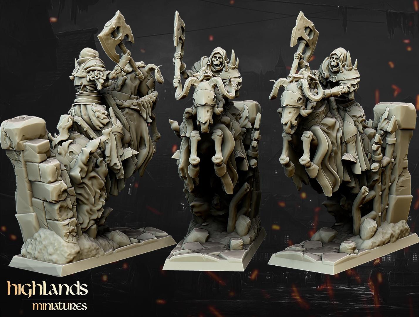 Highland Miniatures - Undead Dark Knight Command Group