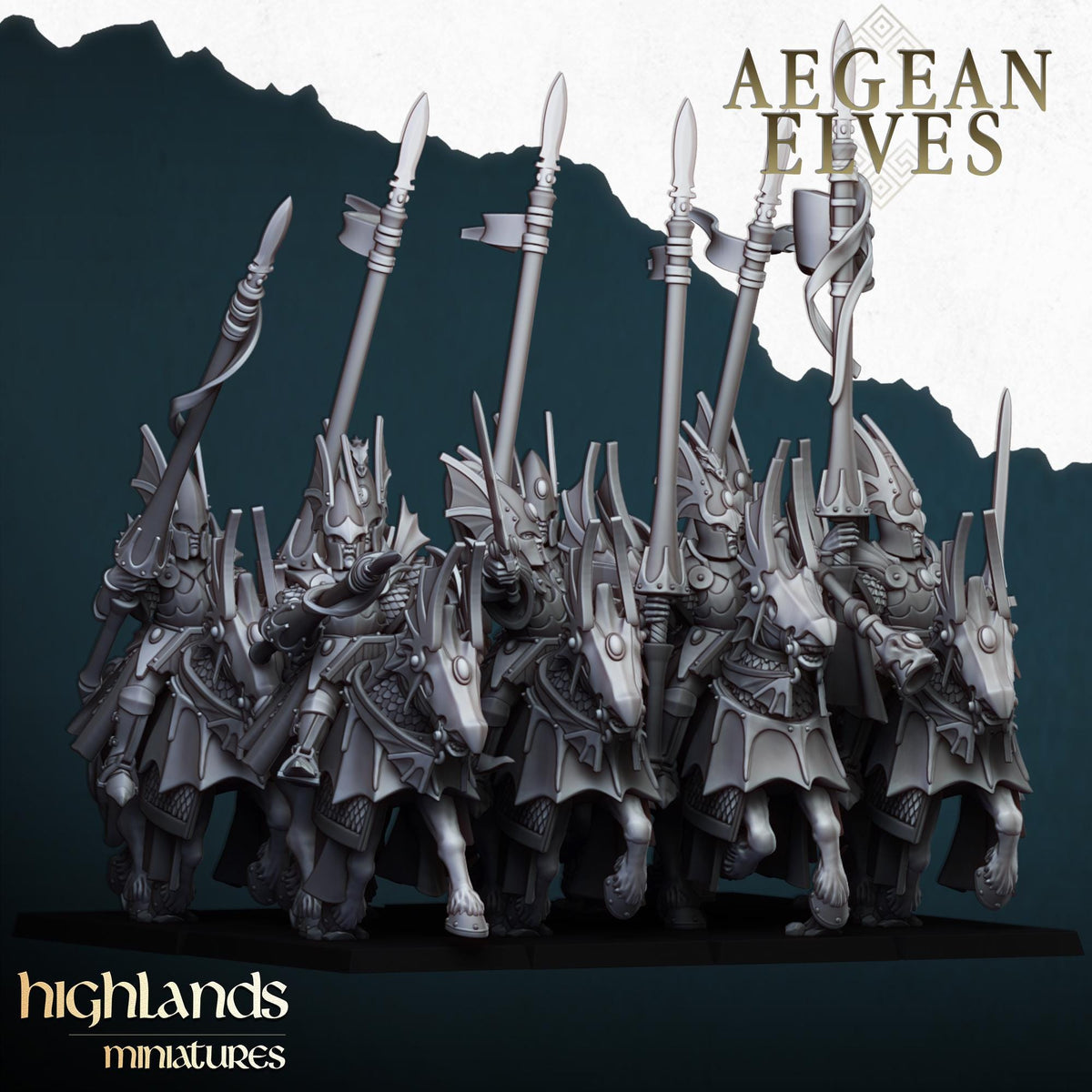Highlands Miniatures Aegean Elves Mounted Dragons