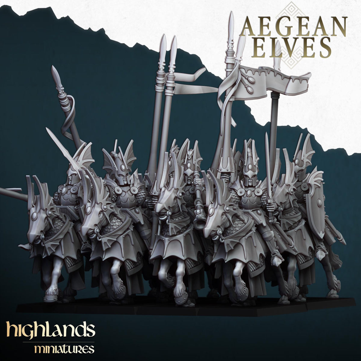 Highlands Miniatures Aegean Elves Mounted Dragons