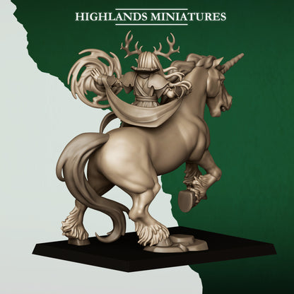 Highlands Miniatures Feral Elves - Druid on Unicorn