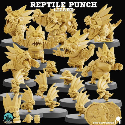 Realm of Paths Fantasy Football Chibi Lizardmen - 'Lizard Punch'