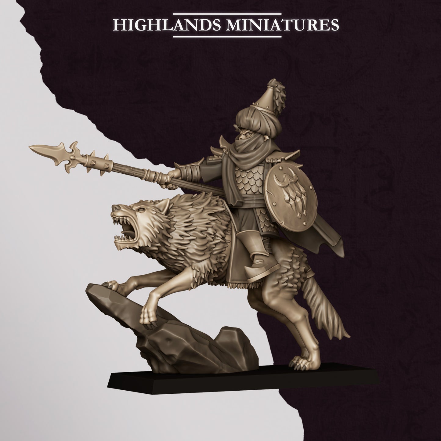 Highlands Miniatures Sons Of Marduk - Hobgoblin Hero on Wolf