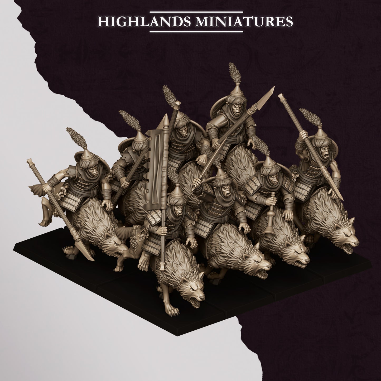 Highlands Miniatures Sons Of Marduk - Hobgoblin Wolfriders with Spears