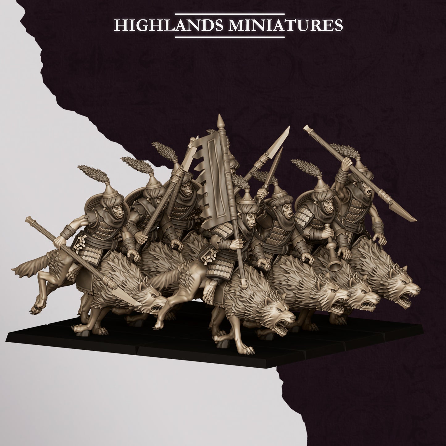 Highlands Miniatures Sons Of Marduk - Hobgoblin Wolfriders with Spears