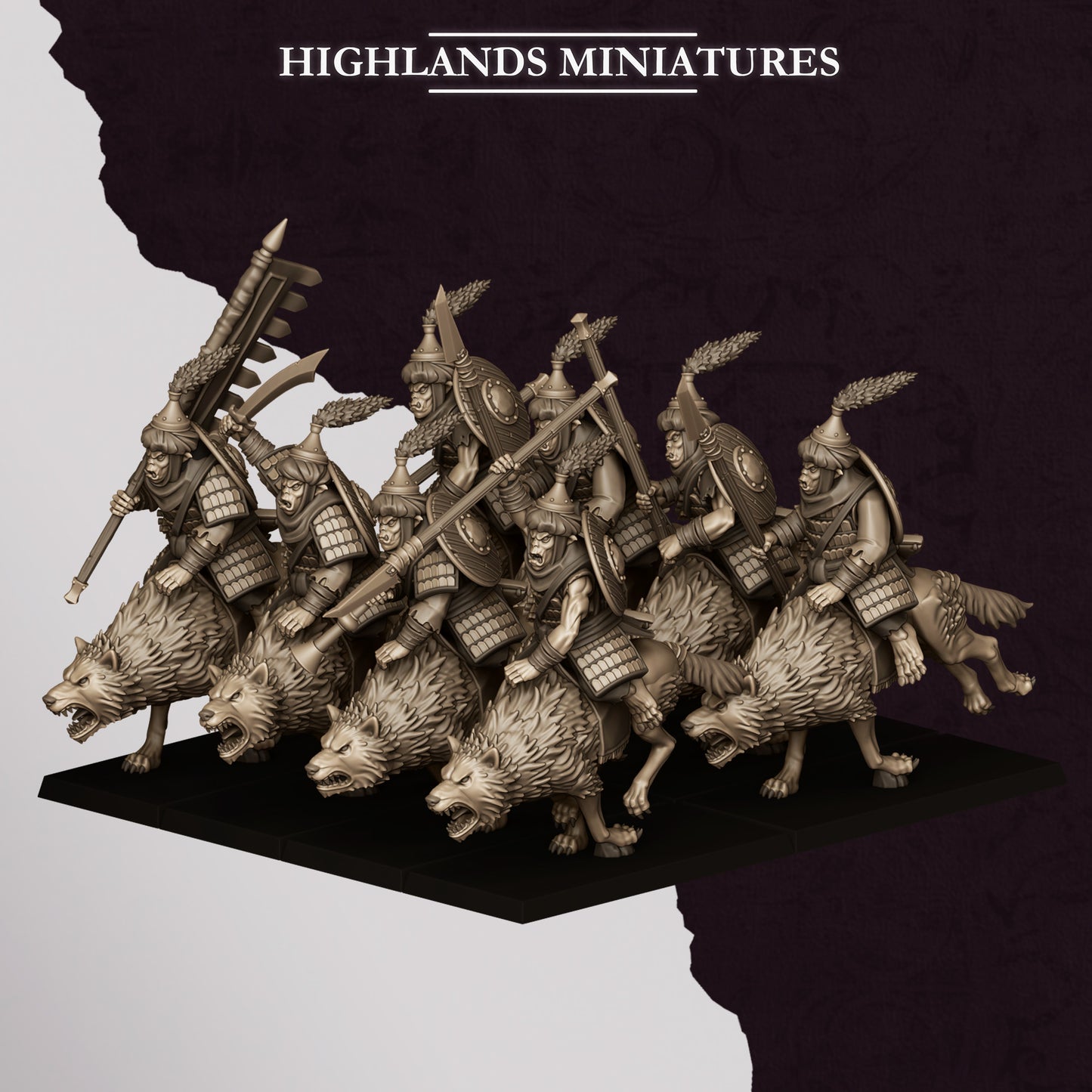 Highlands Miniatures Sons Of Marduk - Hobgoblin Wolfriders with Spears