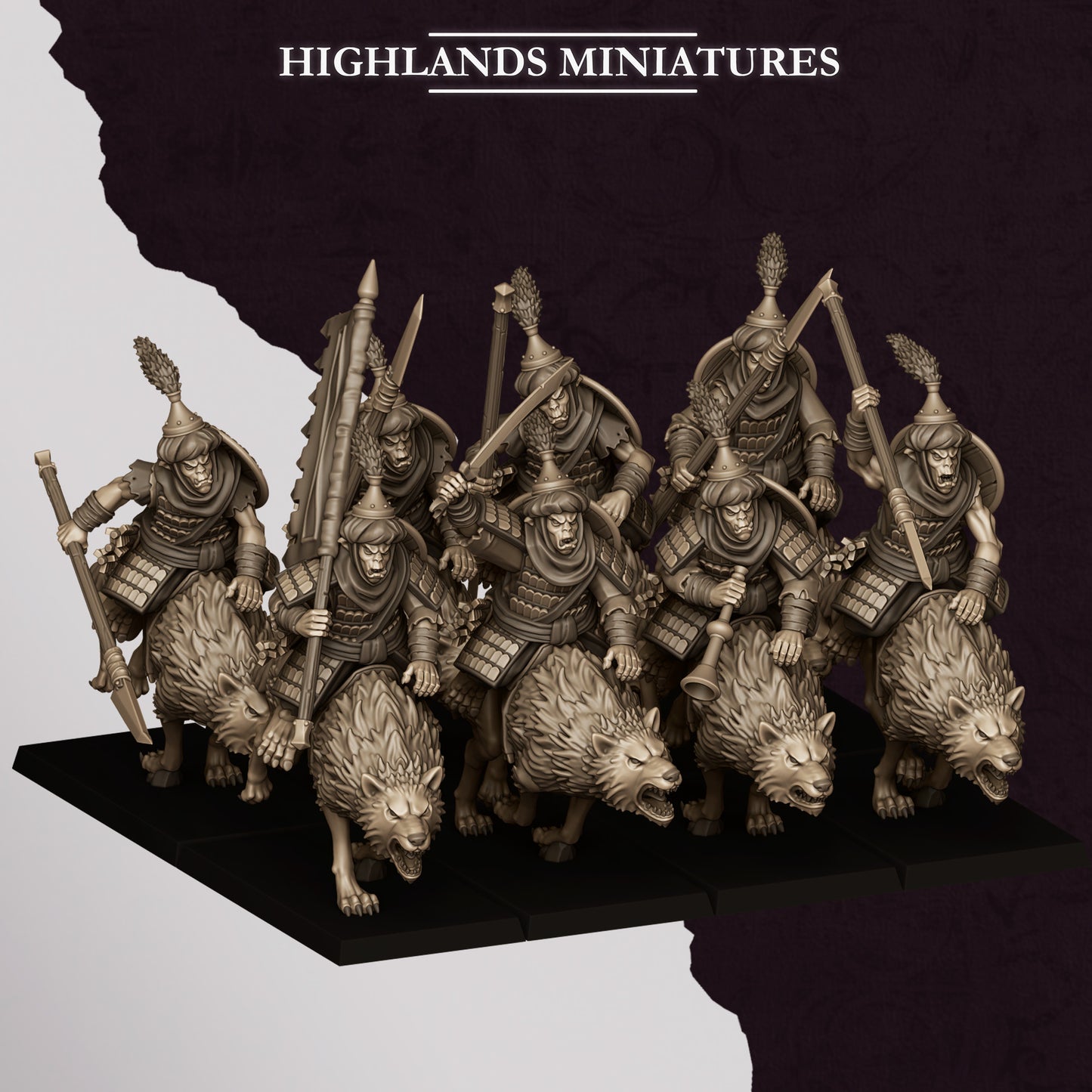 Highlands Miniatures Sons Of Marduk - Hobgoblin Wolfriders with Spears