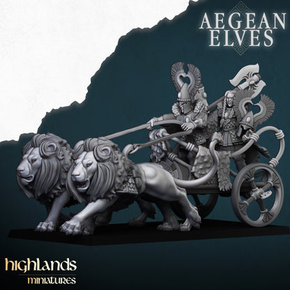 Highland Miniatures Aegean Elves Nemean Lions Chariot