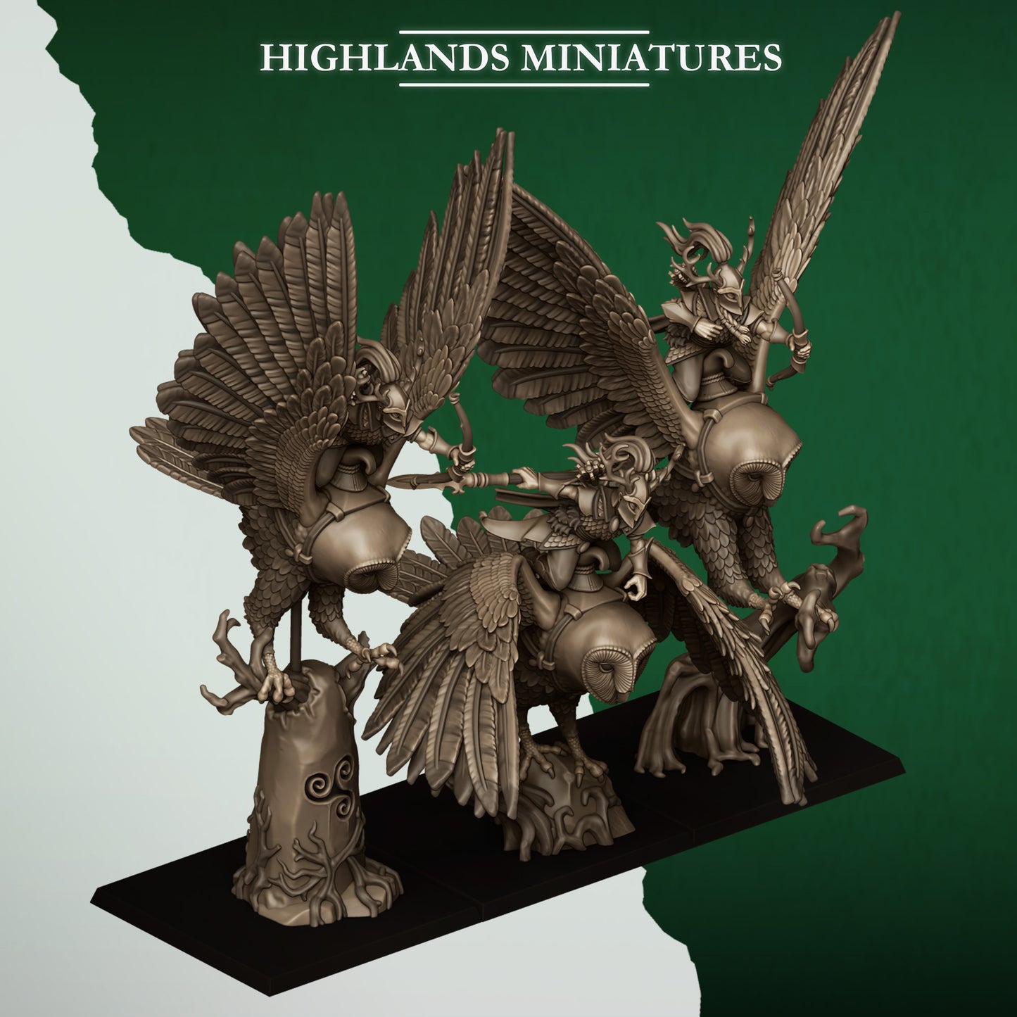 Highlands Miniatures Feral Elves - Owl Riders