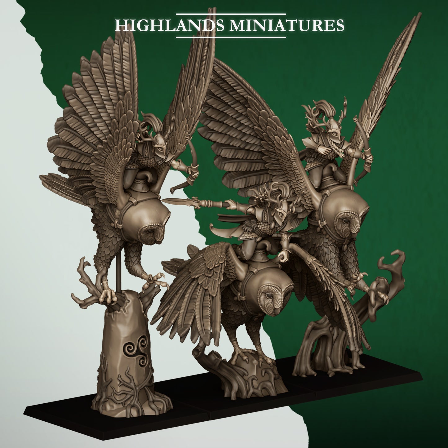 Highlands Miniatures Feral Elves - Owl Riders