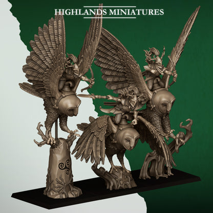 Highlands Miniatures Feral Elves - Owl Riders