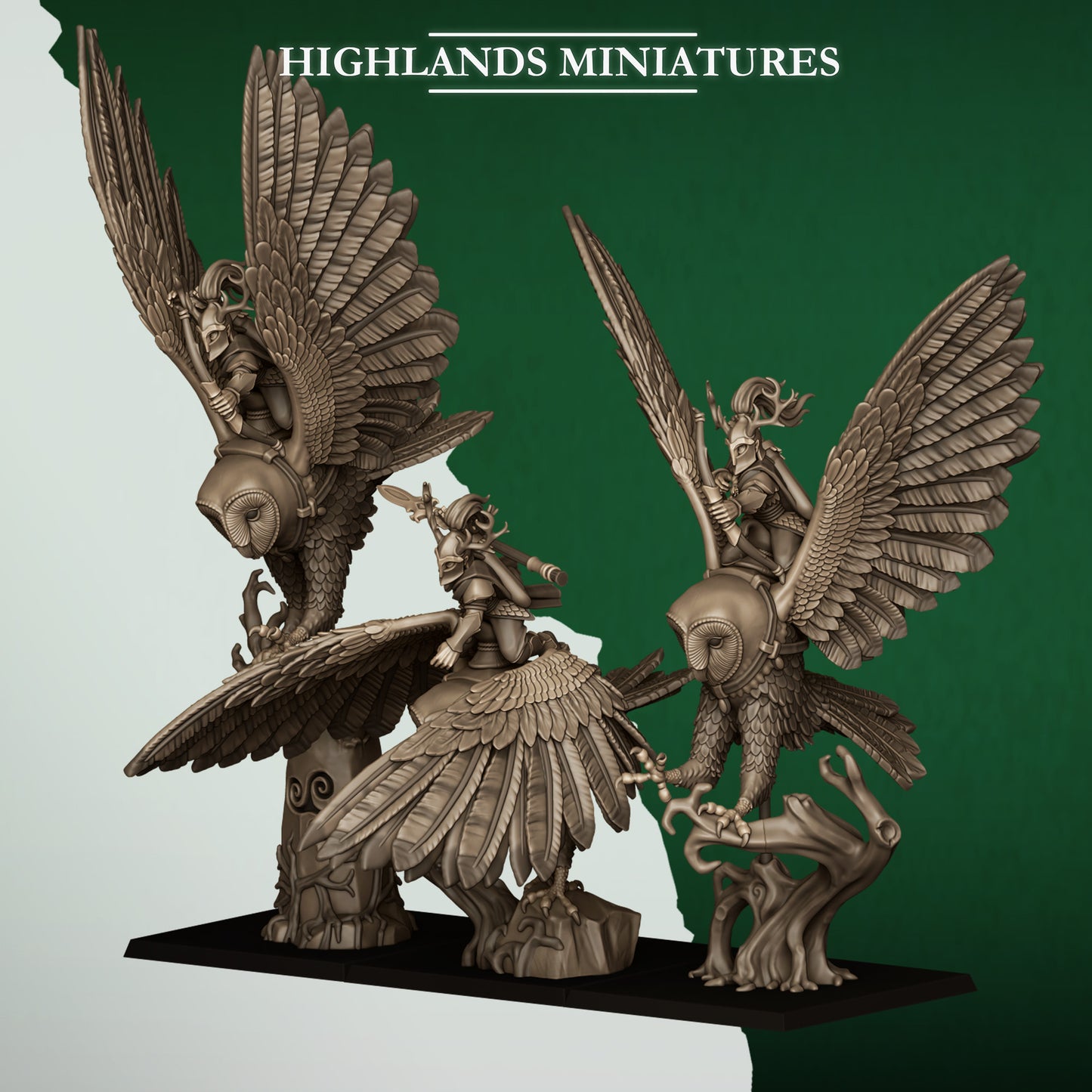 Highlands Miniatures Feral Elves - Owl Riders