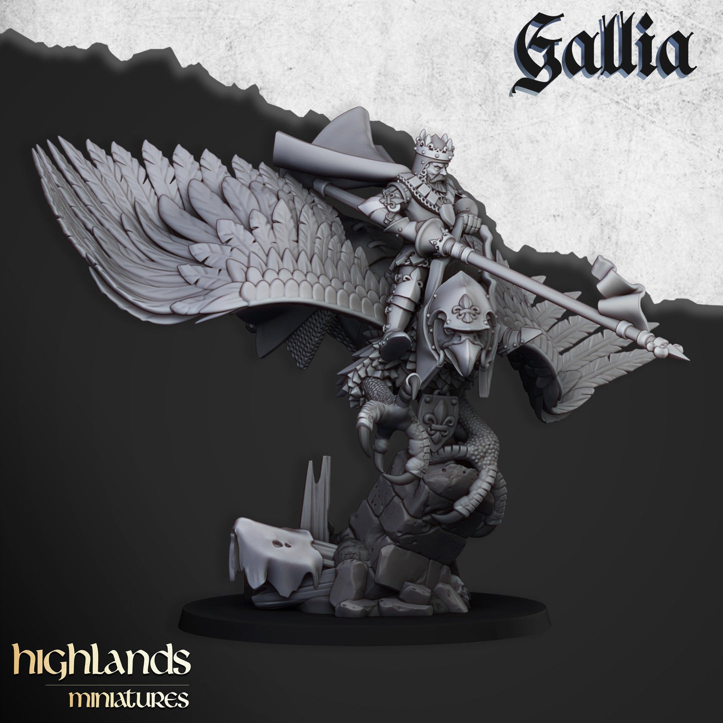 Highlands Miniatures Gallia Knight - Robert the Gallia On Hippogriff