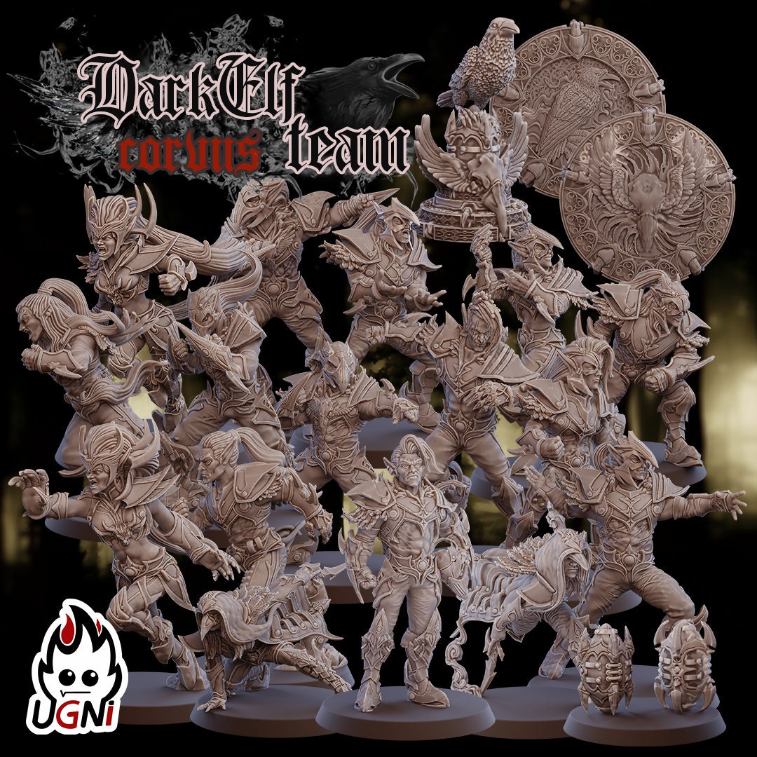 UGNI Dark Elf Fantasy Football Team - Corvus Cabal Style