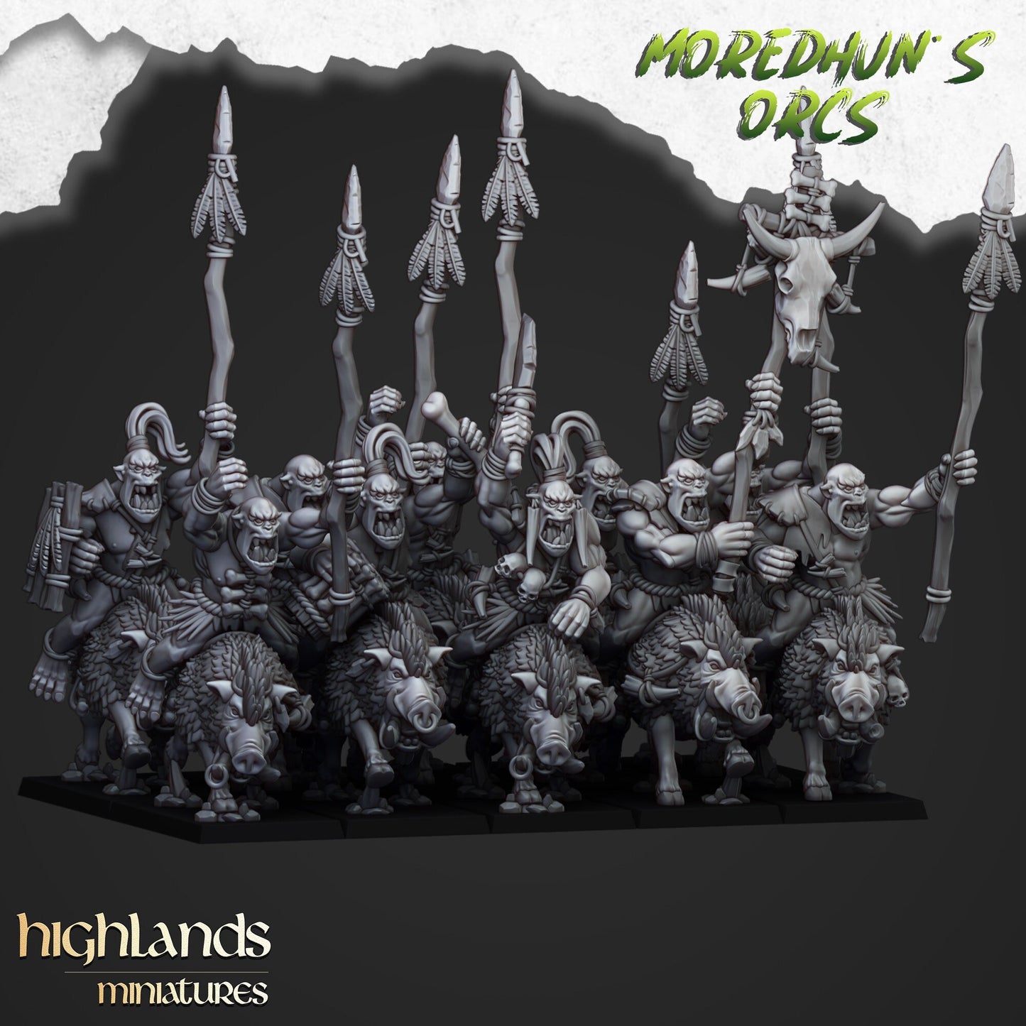 Highland Miniatures Moredhun's Mounted Cave Orcs