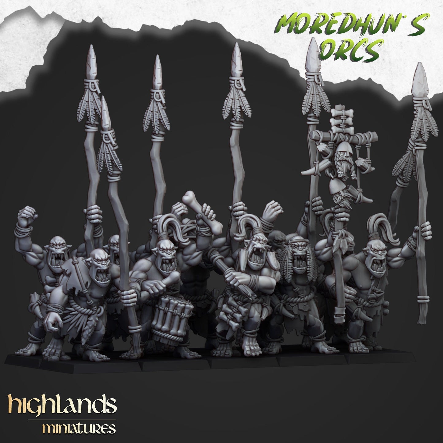 Highland Miniatures Moredhun's Cave Orcs With Spears