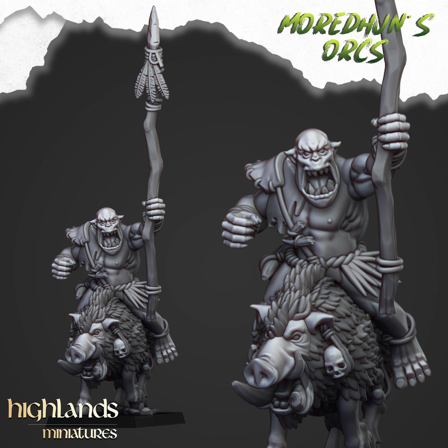 Highland Miniatures Moredhun's Mounted Cave Orcs