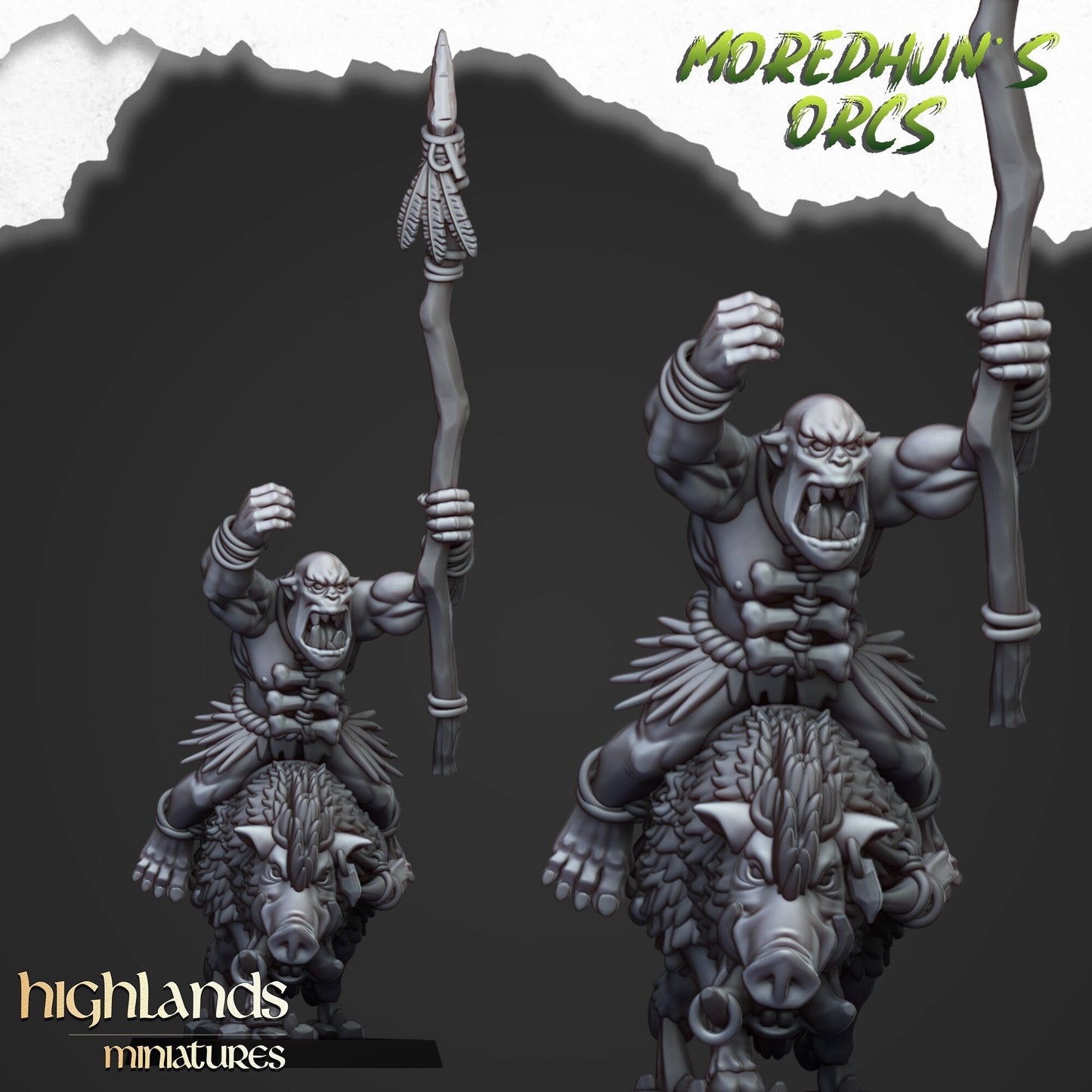 Highland Miniatures Moredhun's Mounted Cave Orcs