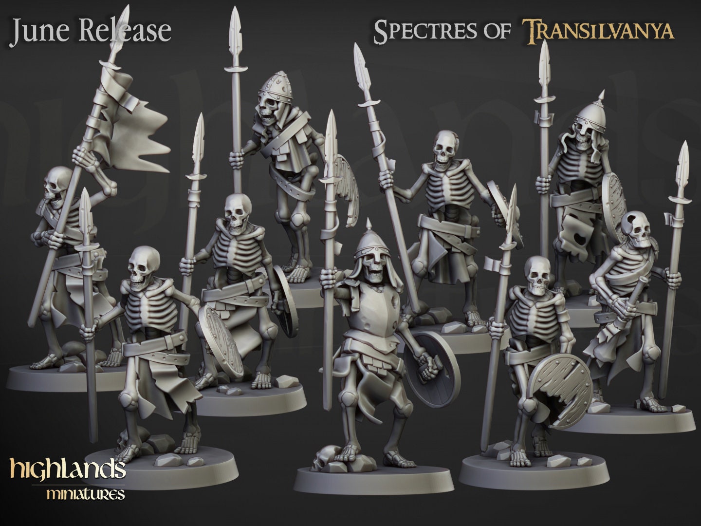 Highland Miniatures Skeleton Warriors With Spears