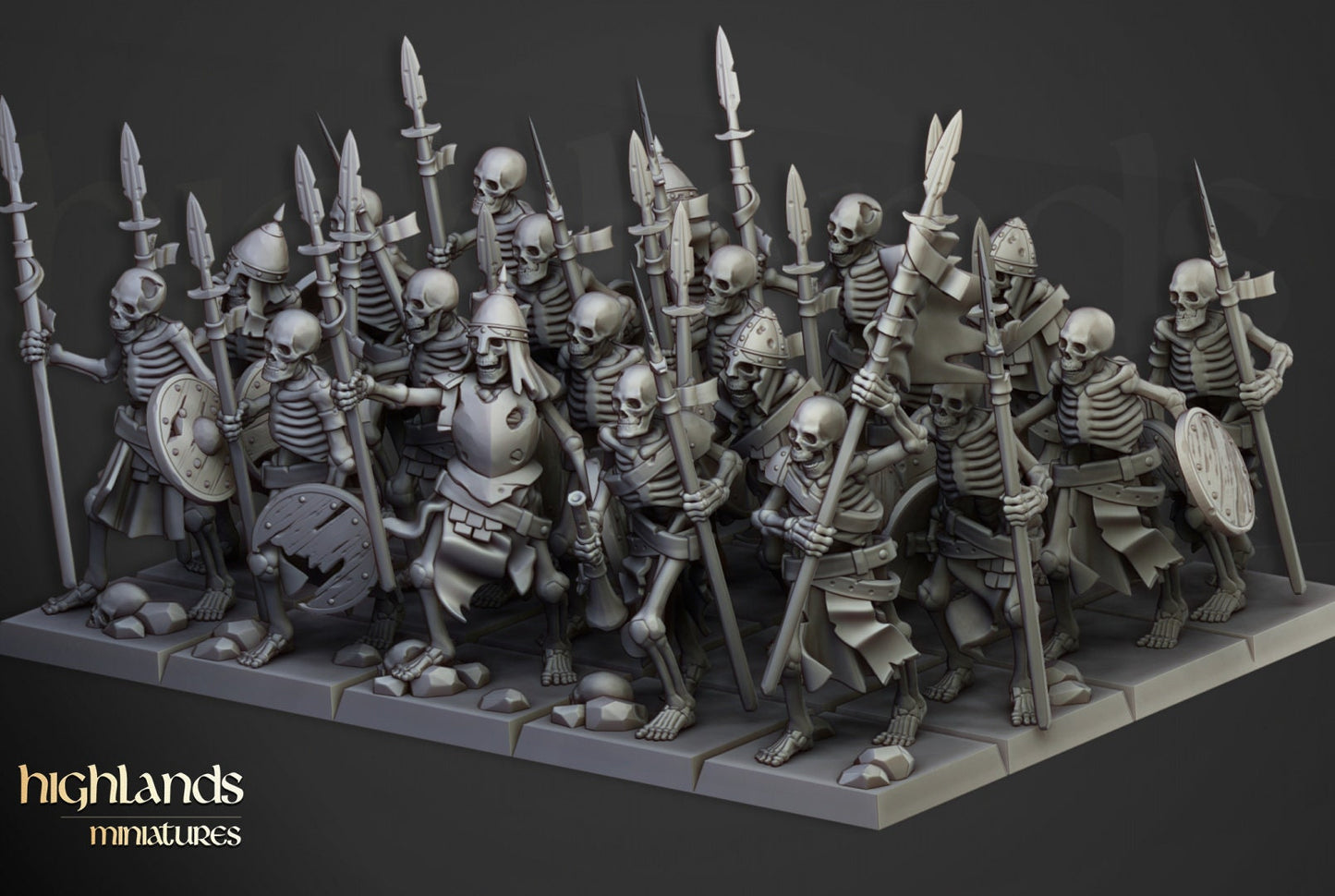 Highland Miniatures Skeleton Warriors With Spears