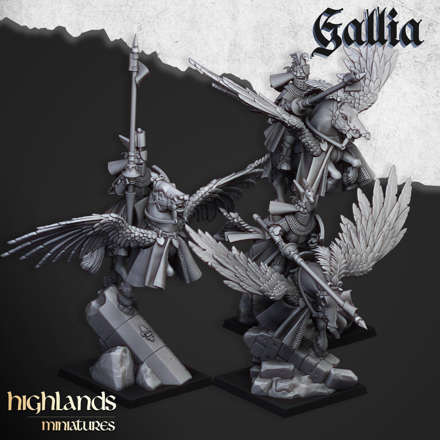 Highland Miniatures Gallia - Knights on Pegasus