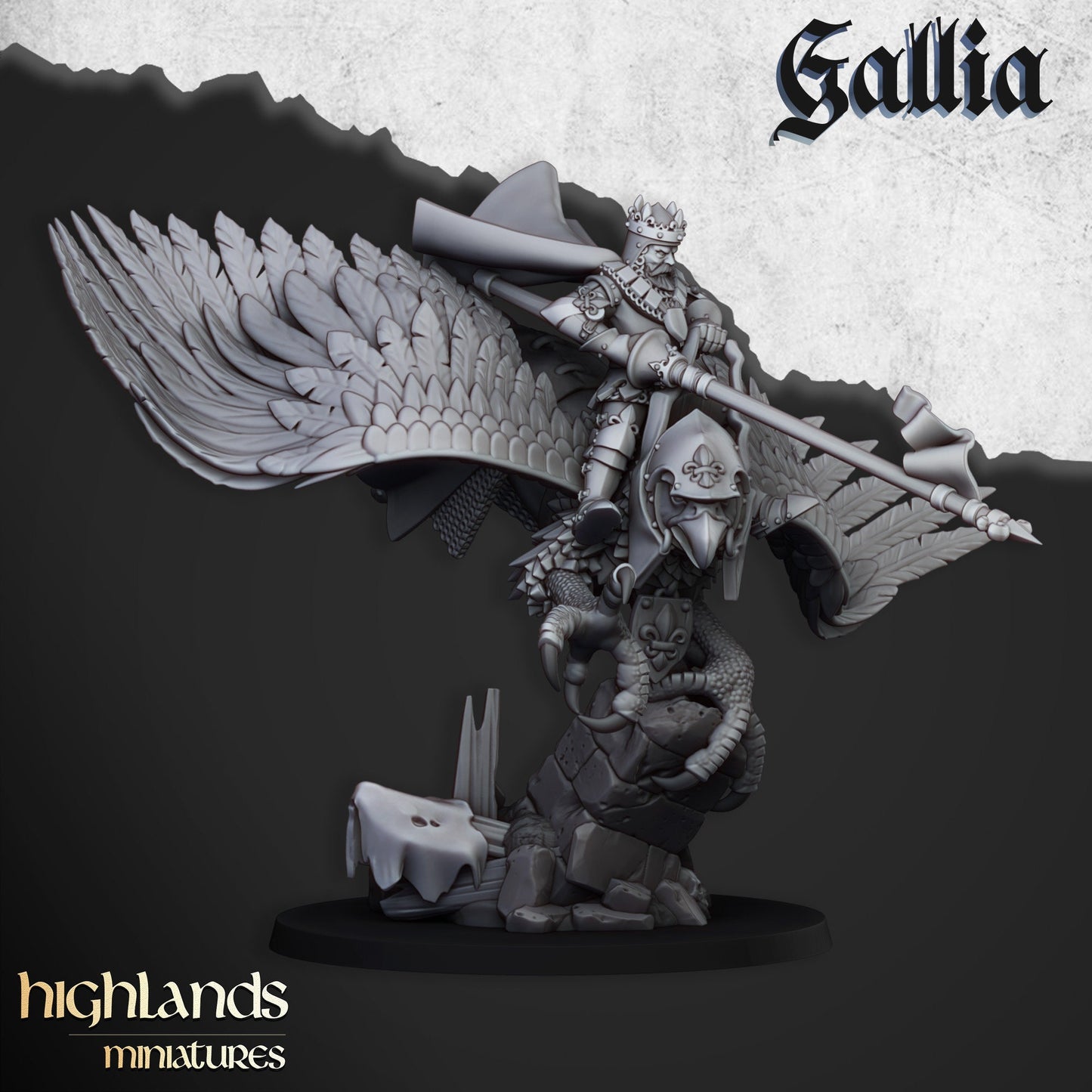Highlands Miniatures Gallia Knight - Robert the Gallia On Hippogriff