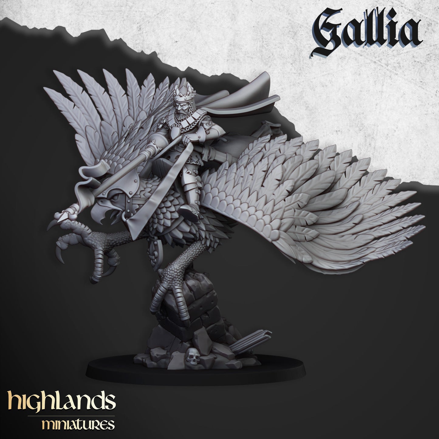 Highlands Miniatures Gallia Knight - Robert the Gallia On Hippogriff