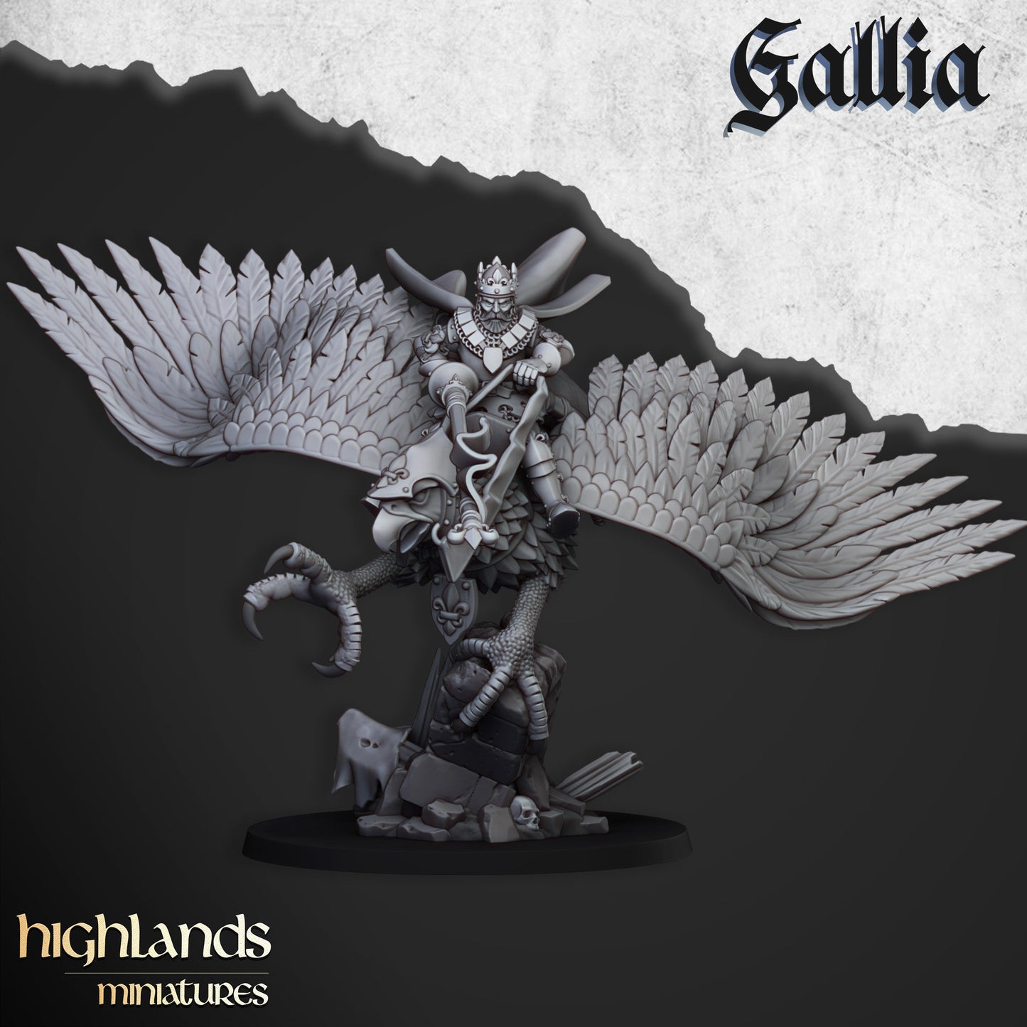 Highlands Miniatures Gallia Knight - Robert the Gallia On Hippogriff